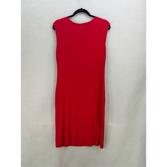 Lauren Ralph Lauren Women Red Twist Front V-Neck Matte Jersey Sheath Dress Large - Picture 9 of 10